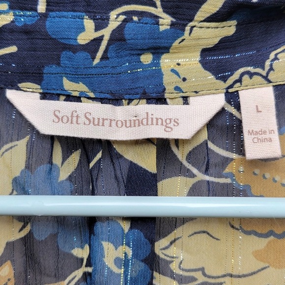 Soft Surroundings Metallic Paisley Sheer Shimmer Blouse Large Holiday Party Chic - Picture 5 of 8